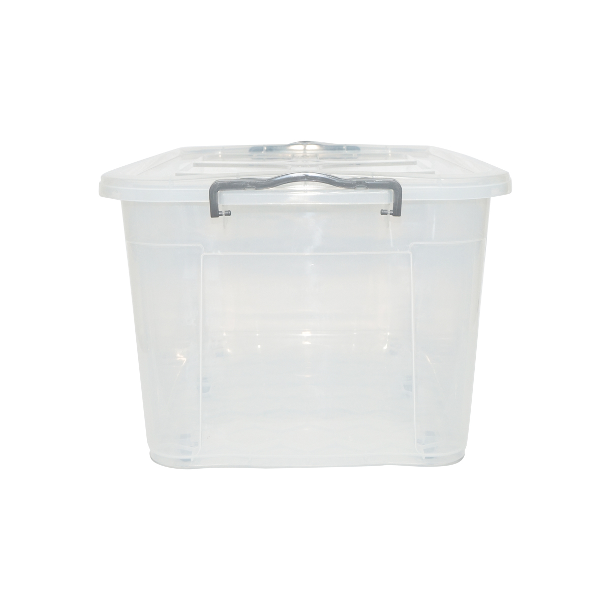 Cutie depozitare 80L cu capac si roti din plastic transparenta 478x750x370mm - imagine 3