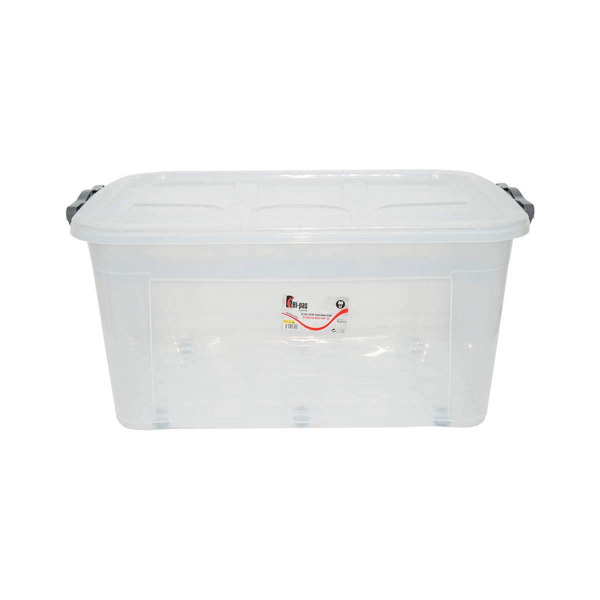 Cutie depozitare 80L cu capac si roti din plastic transparenta 478x750x370mm - imagine 2