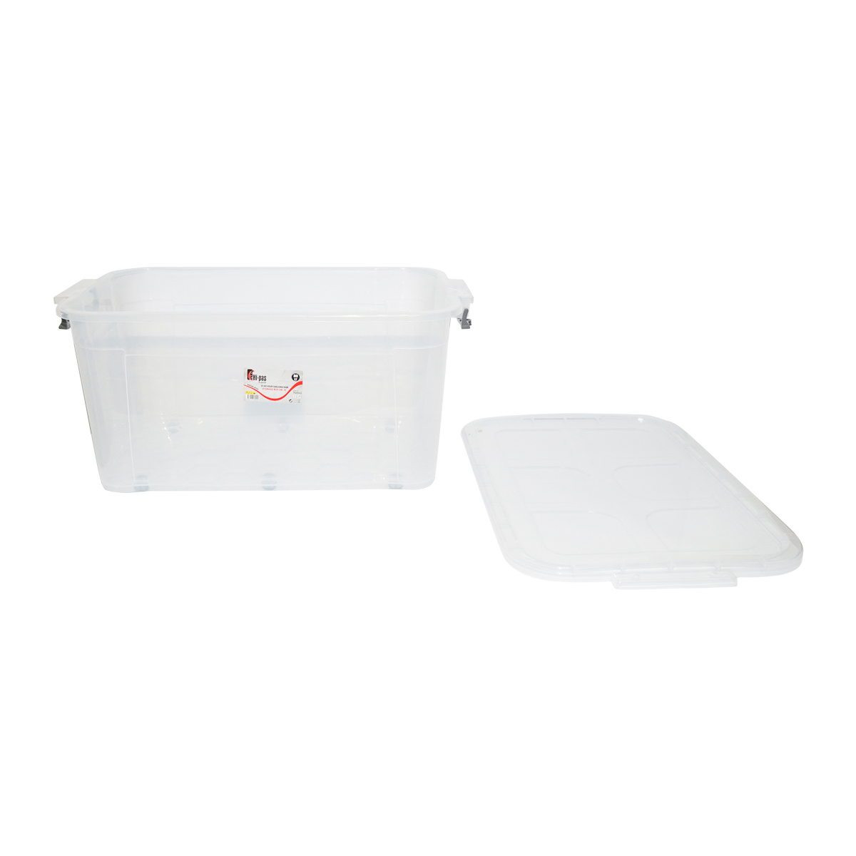 Cutie depozitare 80L cu capac si roti din plastic transparenta 478x750x370mm - imagine 5