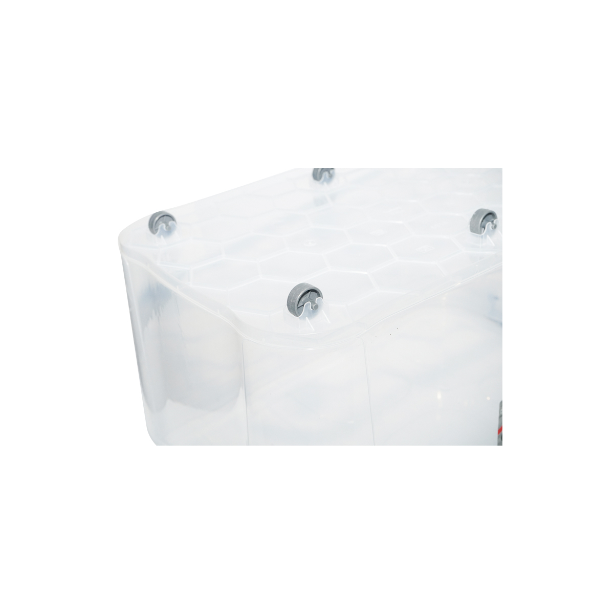 Cutie depozitare 50L cu capac si roti din plastic transparenta 400x630x320mm - imagine 6