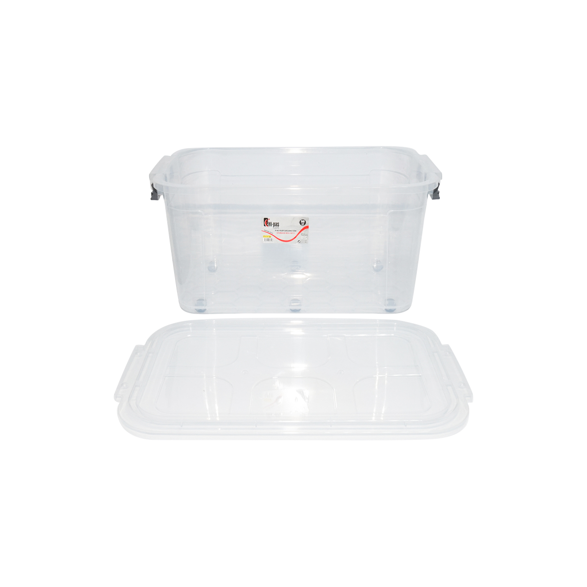 Cutie depozitare 50L cu capac si roti din plastic transparenta 400x630x320mm - imagine 5
