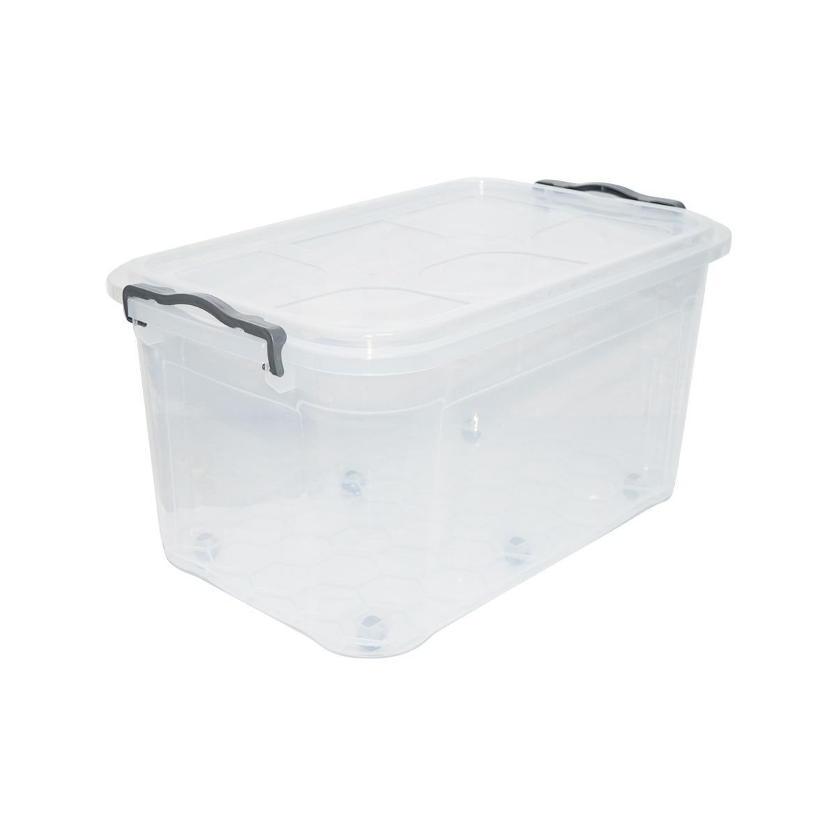 Cutie depozitare 50L cu capac si roti din plastic transparenta 400x630x320mm - imagine 4
