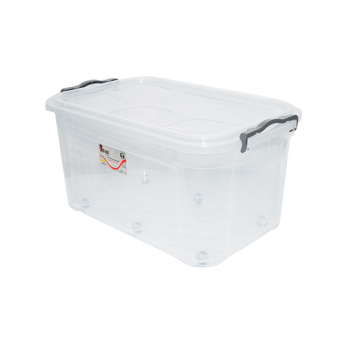Cutie depozitare 50L cu capac si roti din plastic transparenta 400x630x320mm - imagine 2