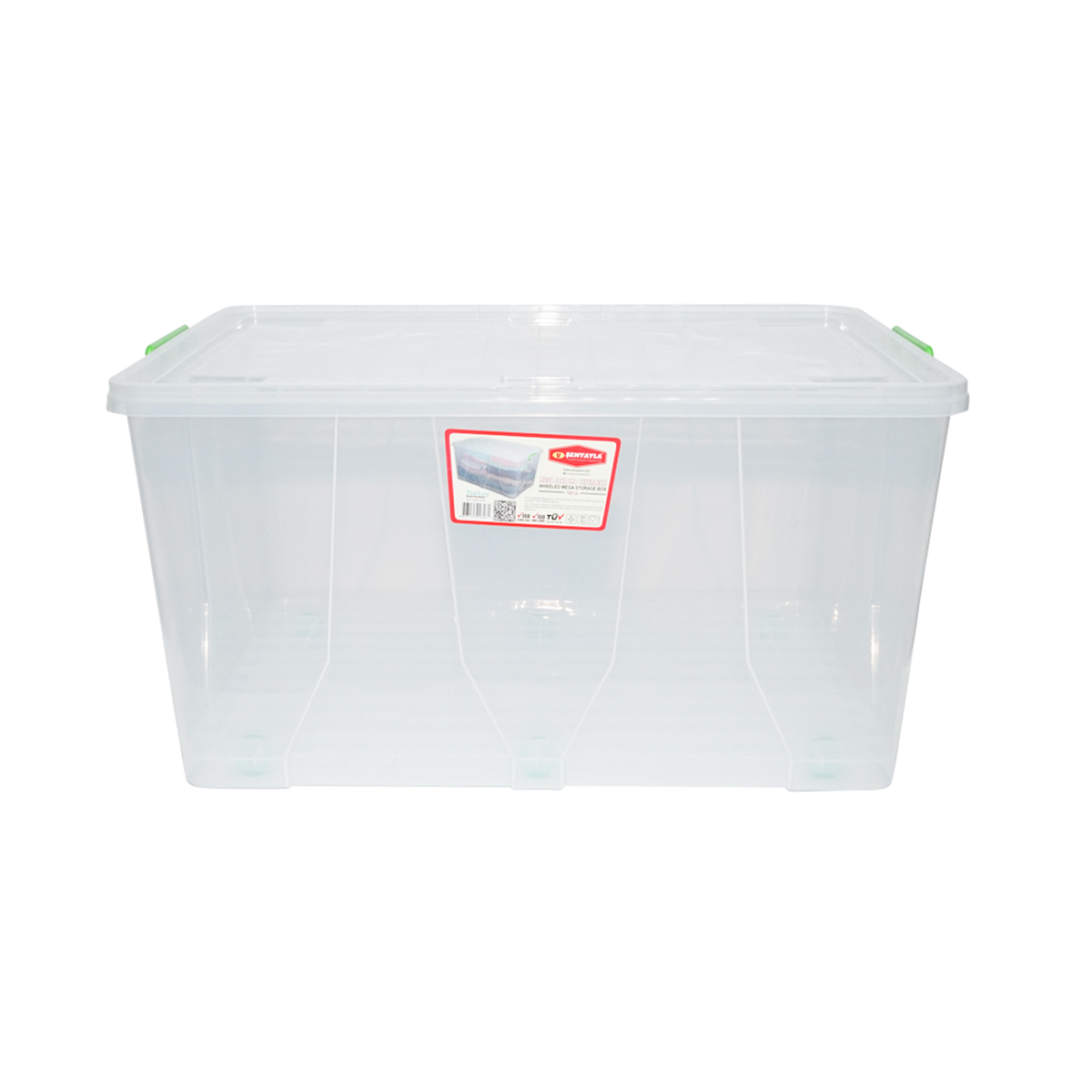 Cutie depozitare 120L cu capac si roti din plastic transparenta 800x515x420mm
