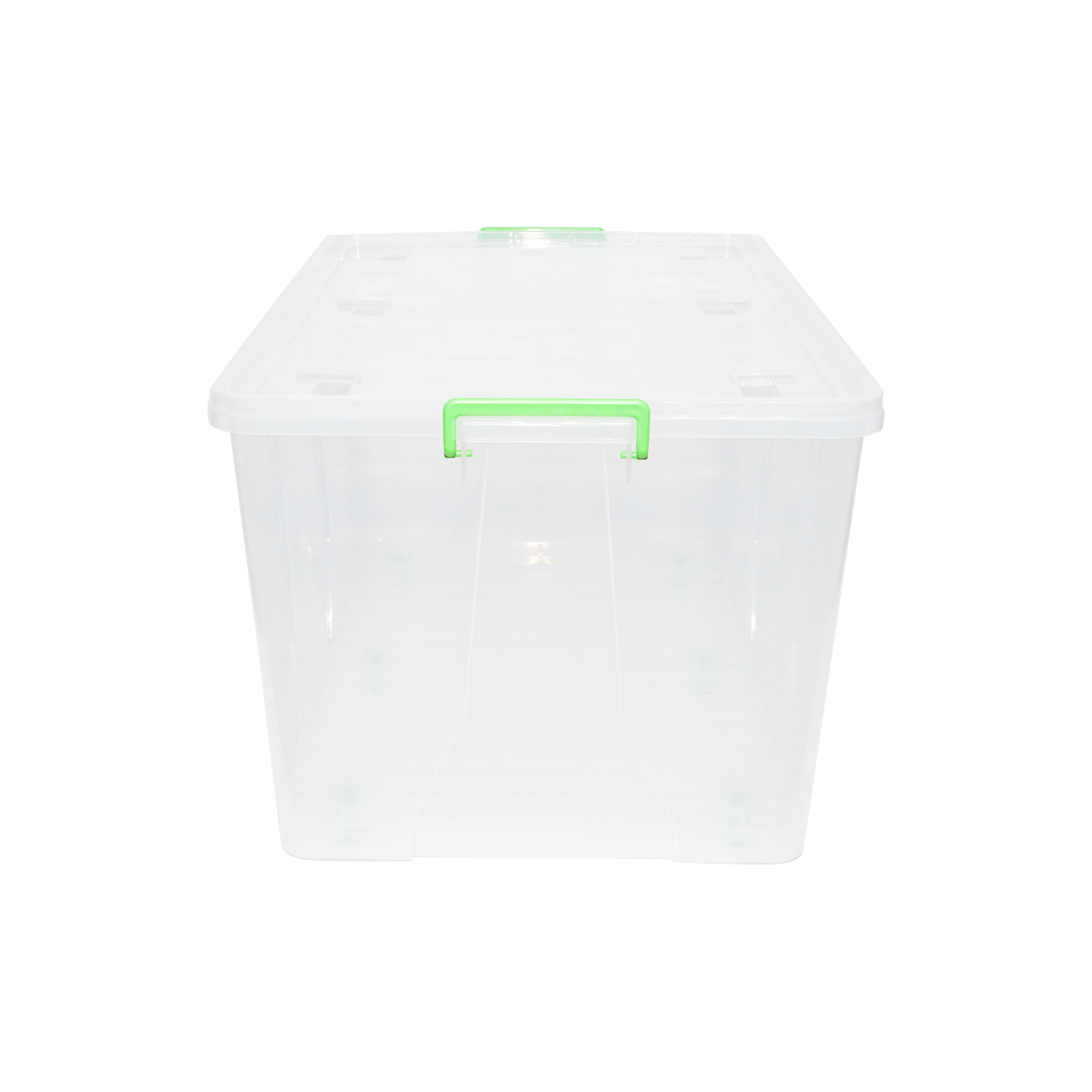 Cutie depozitare 120L cu capac si roti din plastic transparenta 800x515x420mm - imagine 2