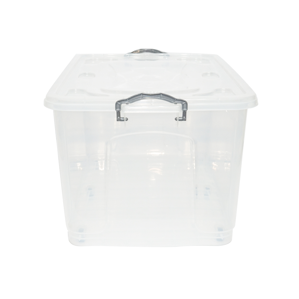 Cutie depozitare 80L cu capac si roti din plastic transparenta 725x470x360mm - imagine 2