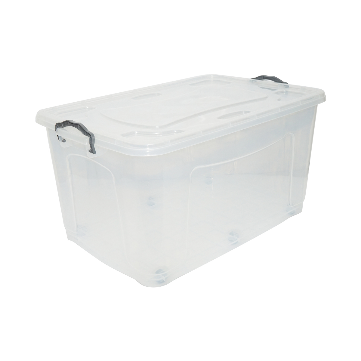 Cutie depozitare 80L cu capac si roti din plastic transparenta 725x470x360mm - imagine 3