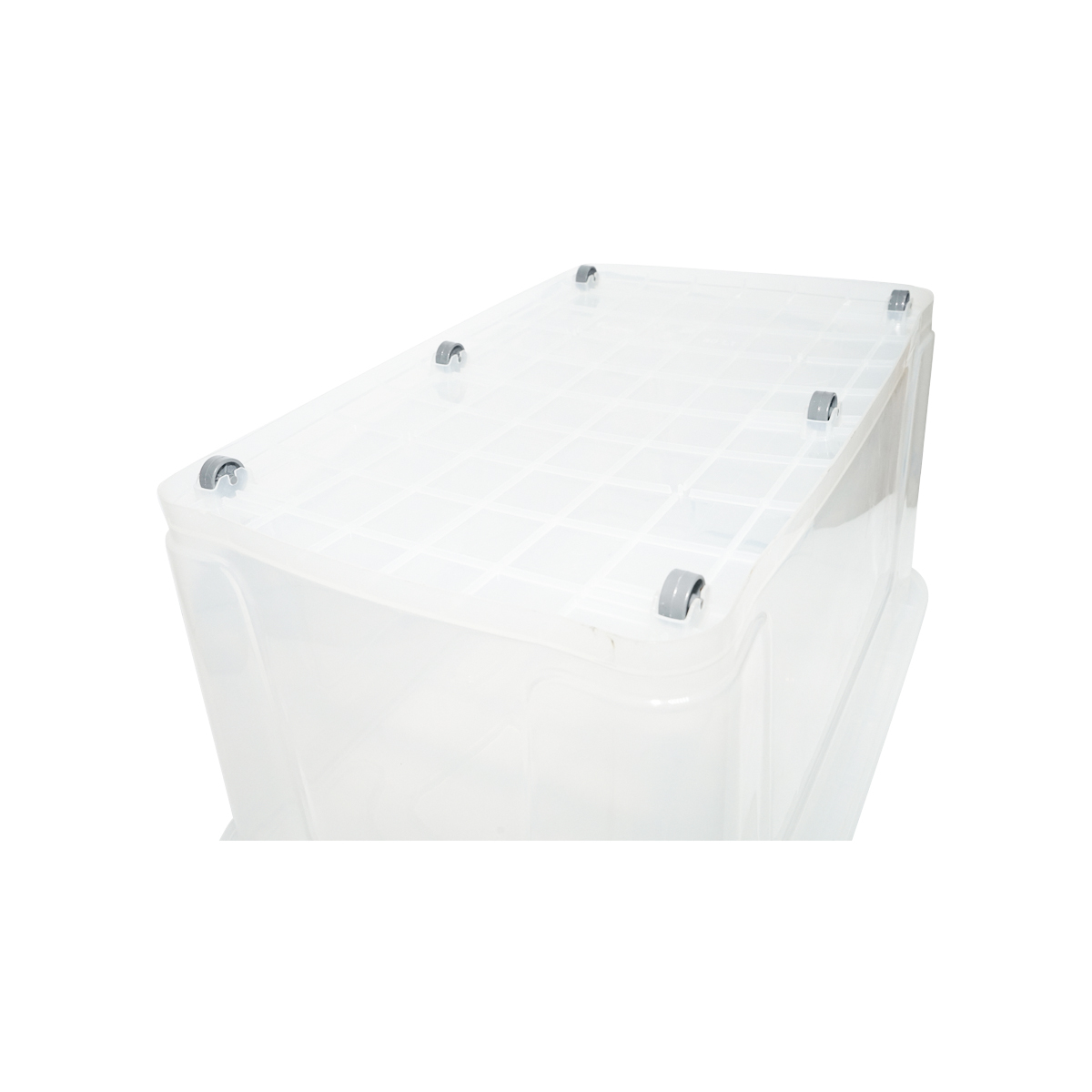 Cutie depozitare 80L cu capac si roti din plastic transparenta 725x470x360mm - imagine 5