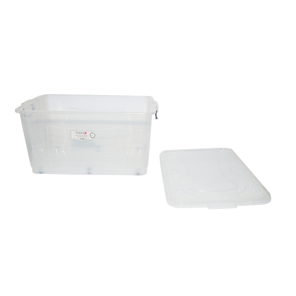 Cutie depozitare 80L cu capac si roti din plastic transparenta 725x470x360mm - imagine 4