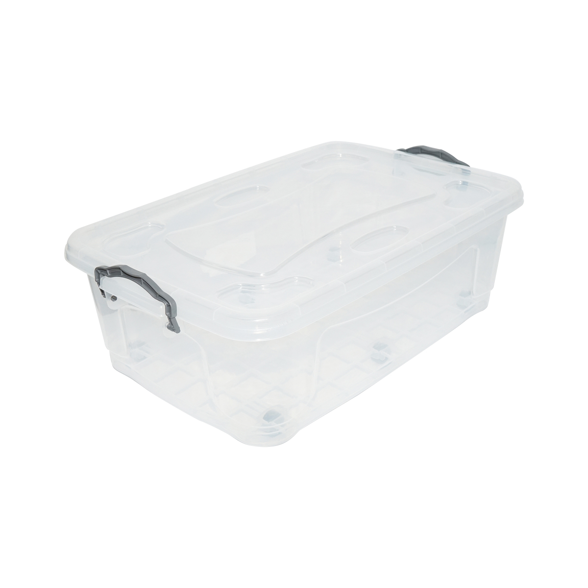 Cutie depozitare 30L cu capac si roti din plastic transparenta 630x400x200mm - imagine 3