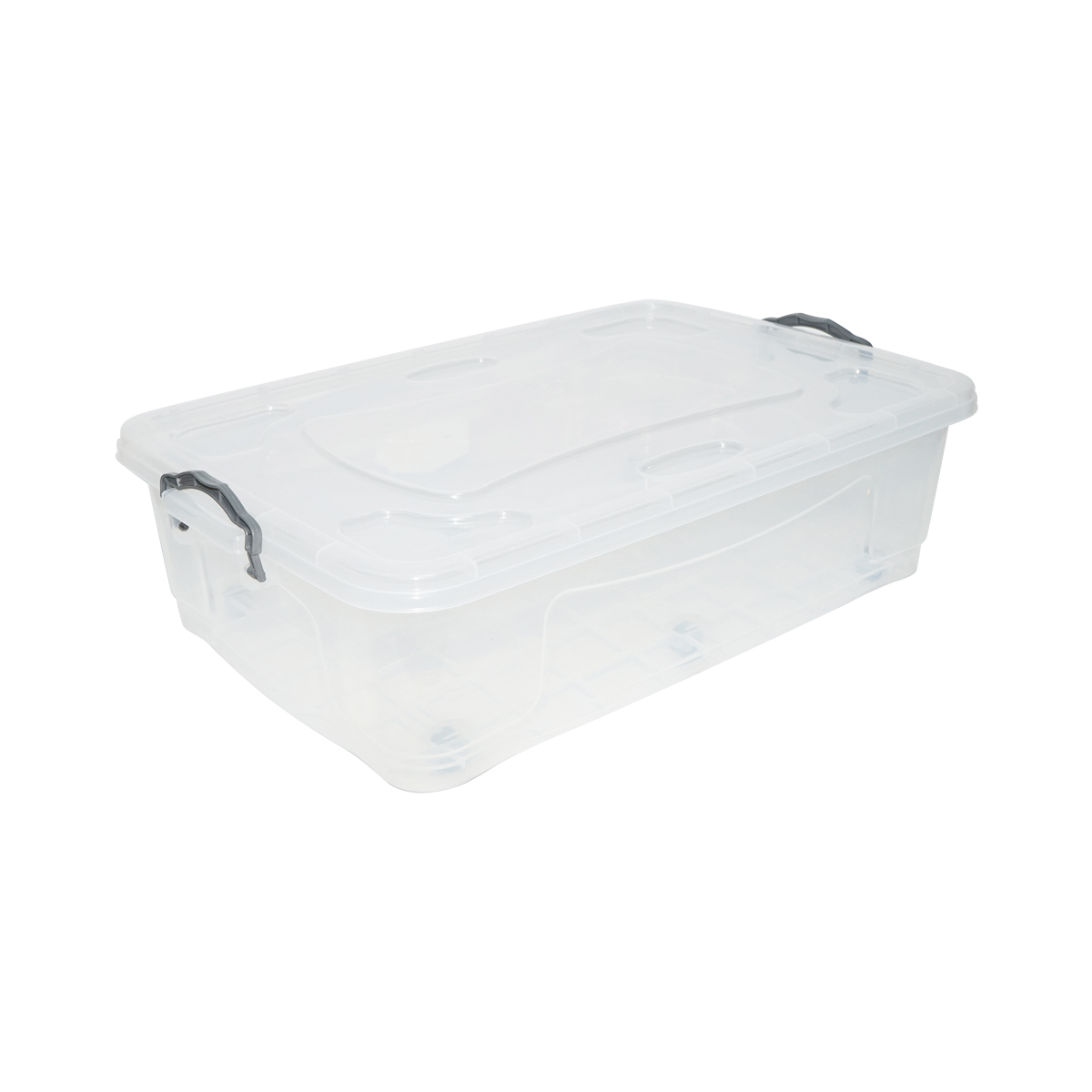 Cutie depozitare 40L cu capac si roti din plastic transparenta 725x470x200mm - imagine 3