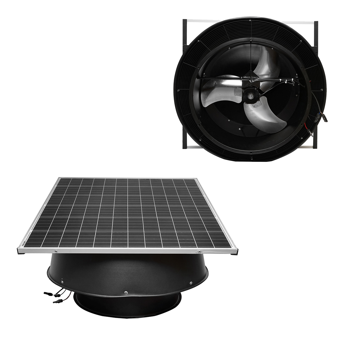 Ventilator evacuare acoperis axial industrial 600mm, 12000m3/h, motor brushless cu panou solar 180W Breckner Germany