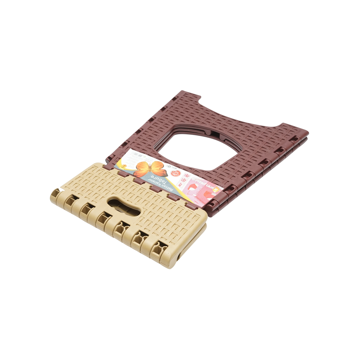 Scaun plastic crem-maro pliabil 286 x 325 x H360mm. - imagine 3