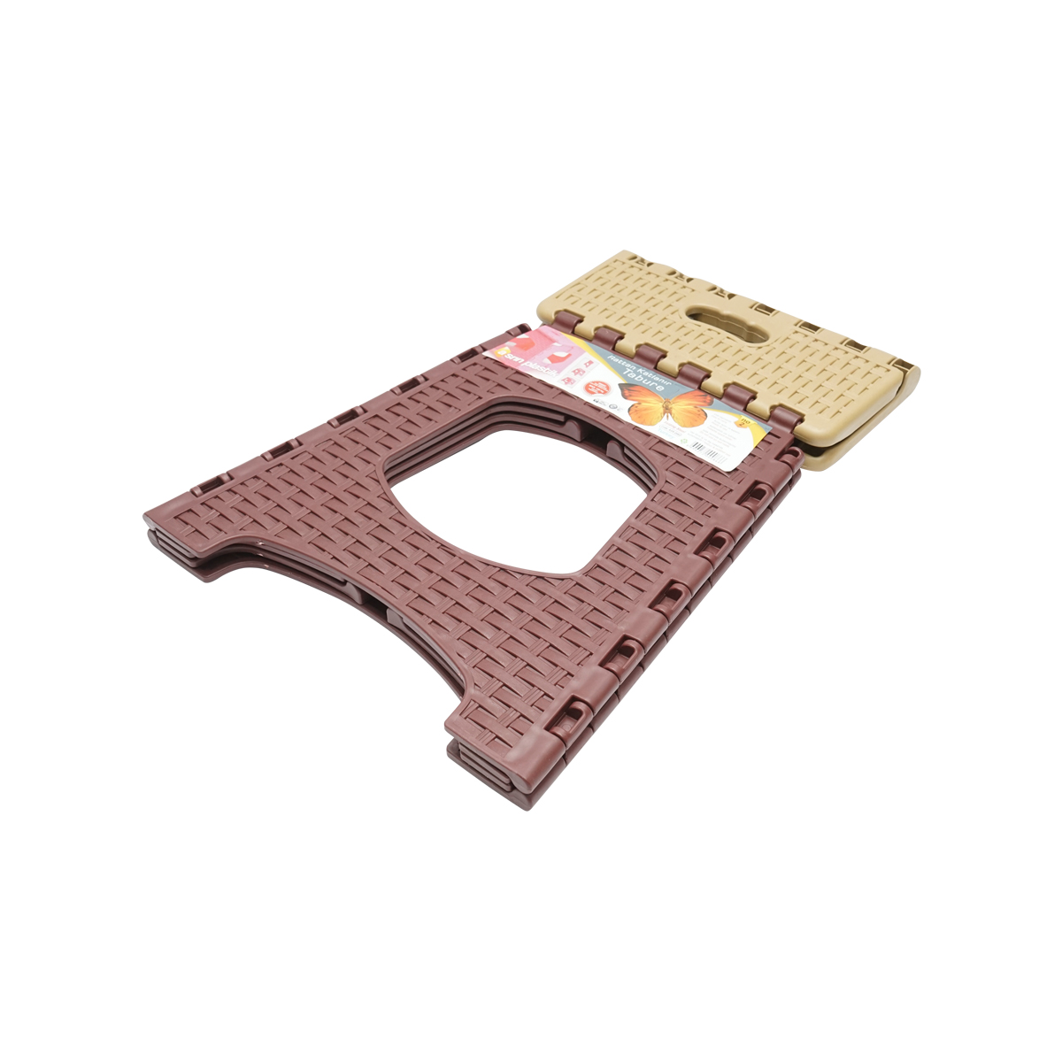 Scaun plastic crem-maro pliabil 286 x 325 x H360mm. - imagine 4