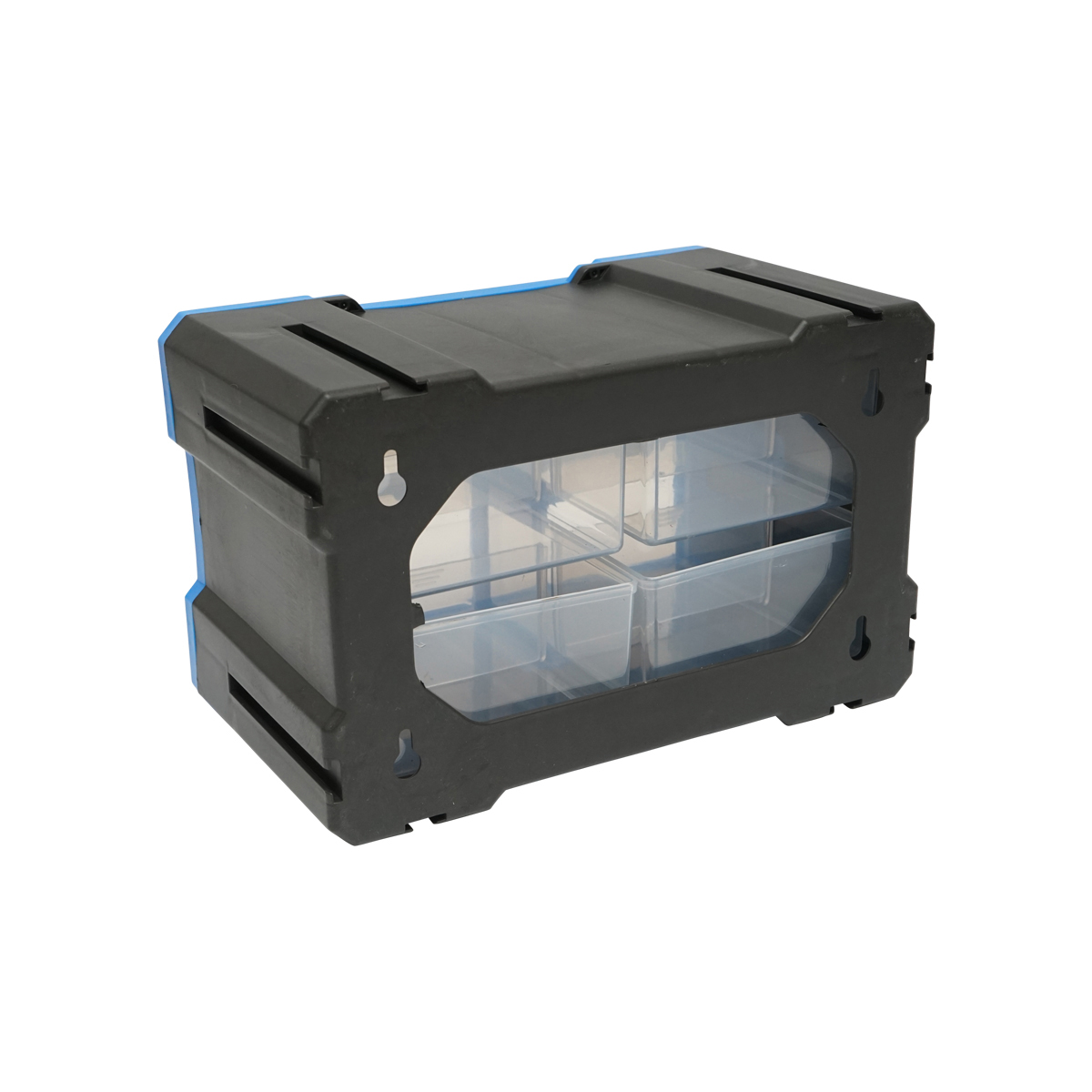 Cutie depozitare albastra din plastic modulara, 4 sertare 58x266x170mm Breckner Germany - imagine 3