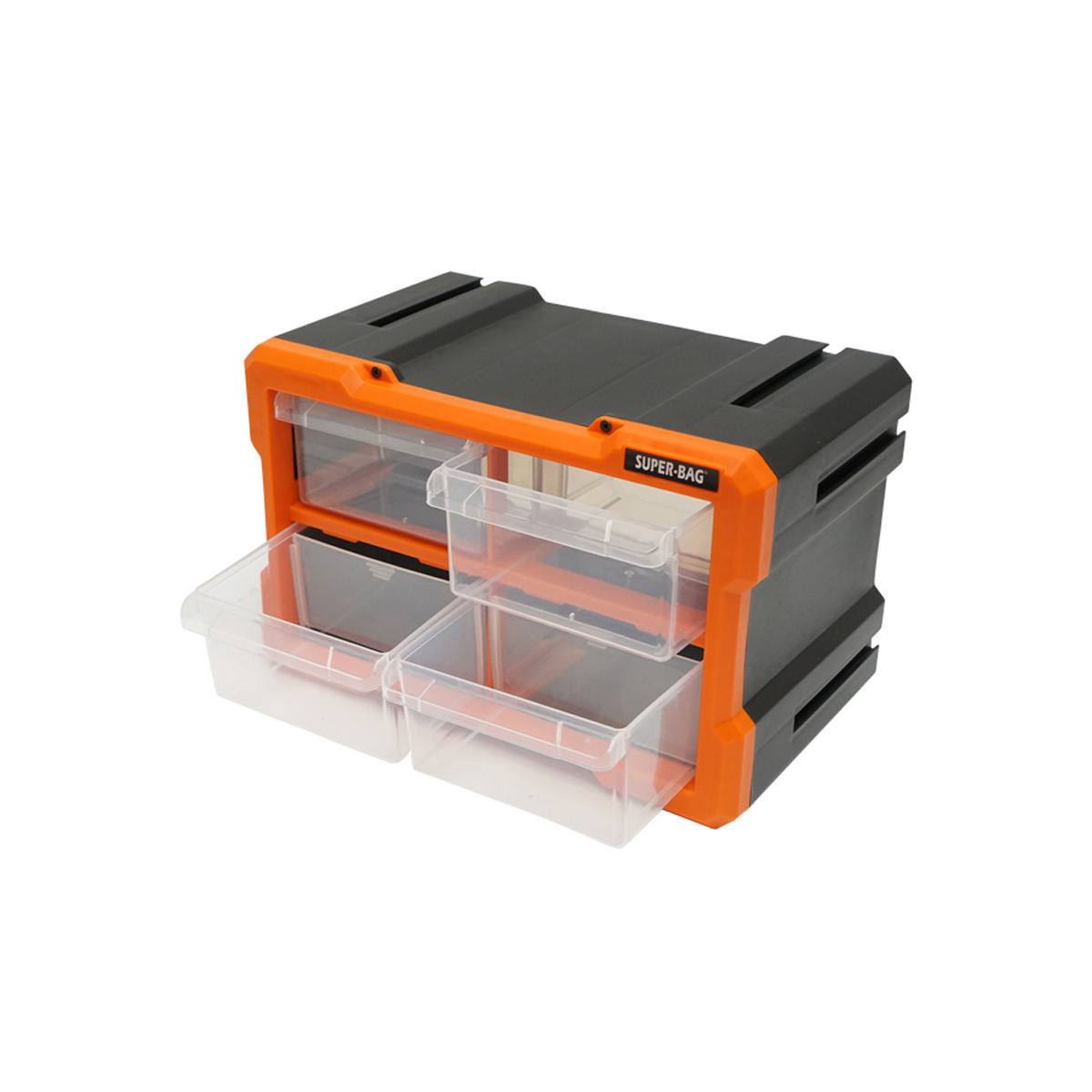 Cutie depozitare portocalie din plastic modulara, 4 sertare 158x266x170mm Breckner Germany - imagine 4