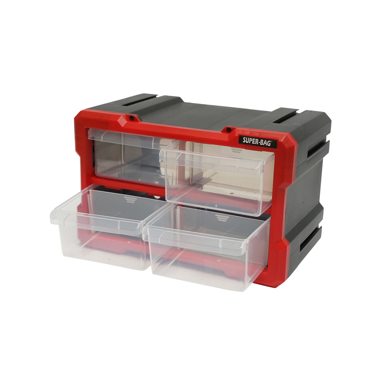 Cutie depozitare rosie din plastic modulara, 4 sertare 158x266x170mm Breckner Germany - imagine 4