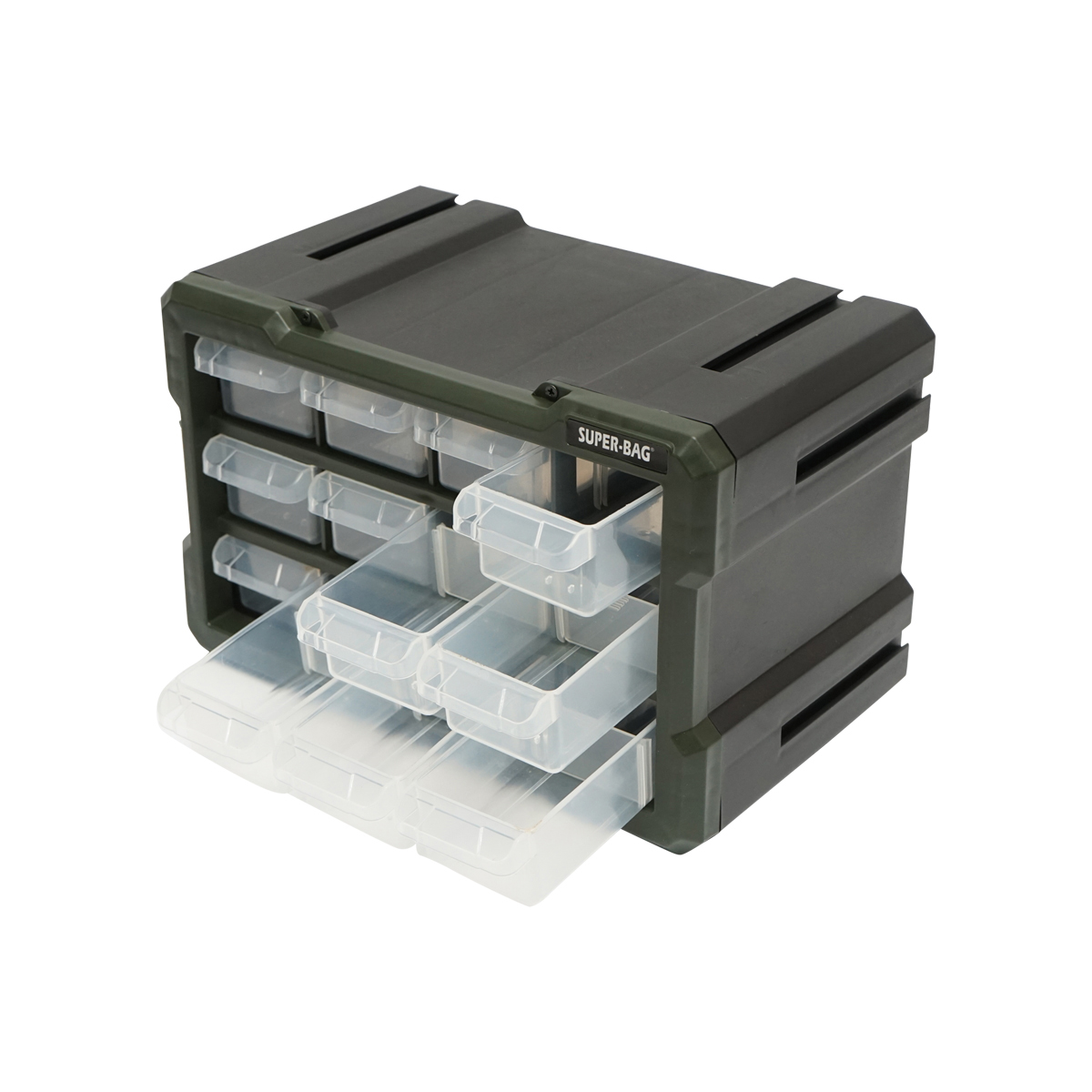 Cutie depozitare verde din plastic modulara, 12 sertare 158x266x170mm Breckner Germany - imagine 4