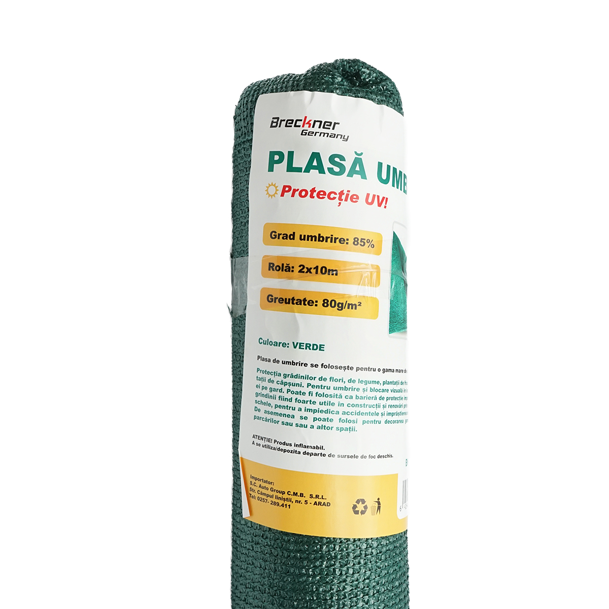 Plasa umbrire 85% latime 2M si lungime 10M verde din polietilena cu protectie UV - imagine 3