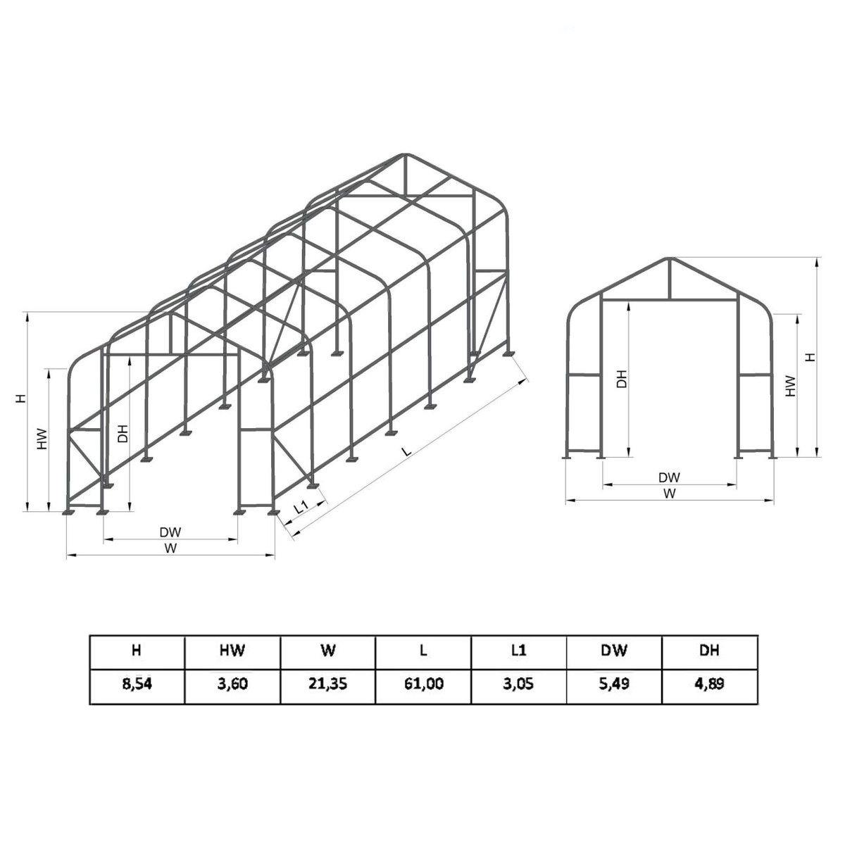 Hala industriala din PVC, lungime 61m, latime 21.35m, inaltime 8.54m cu structura de rezistenta metalica - imagine 3
