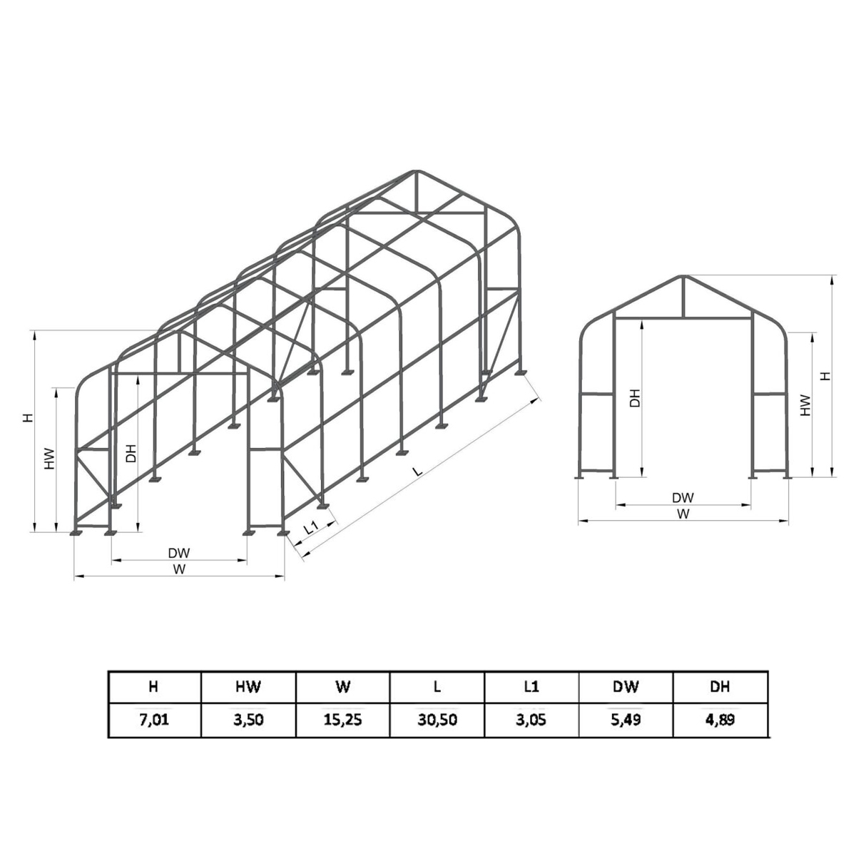 Hala industriala din PVC, latime 15.25m, lungime 24.4m, inaltime 7m cu structura de rezistenta metalica - imagine 2