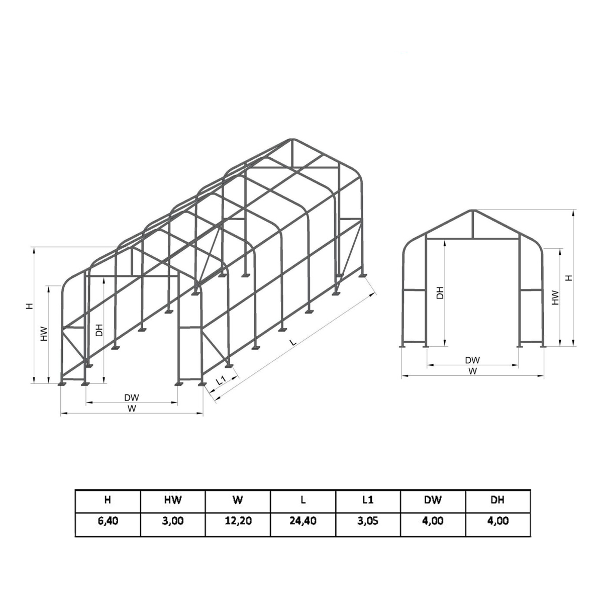 Hala industriala din PVC, latime 12.2m, lungime 24.4m, inaltime 6.4m cu structura de rezistenta metalica - imagine 2