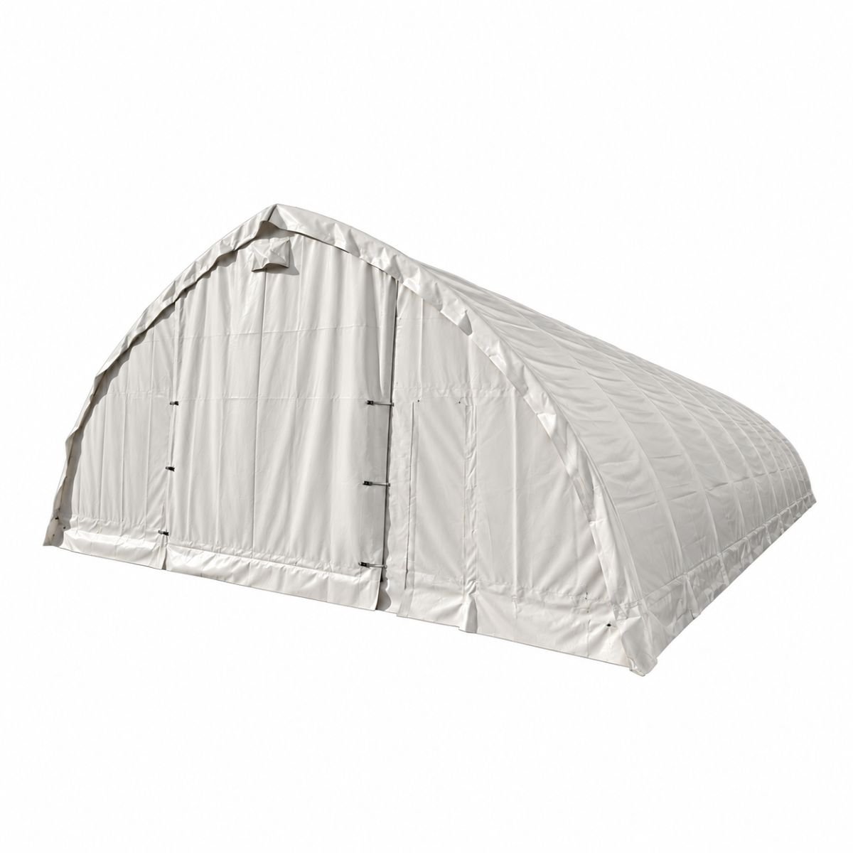 Hala depozitare industriala din PVC alb 750g/m2, latime 9.15m, lungime 26m, inaltime 4.5m cu structura de rezistenta metalica