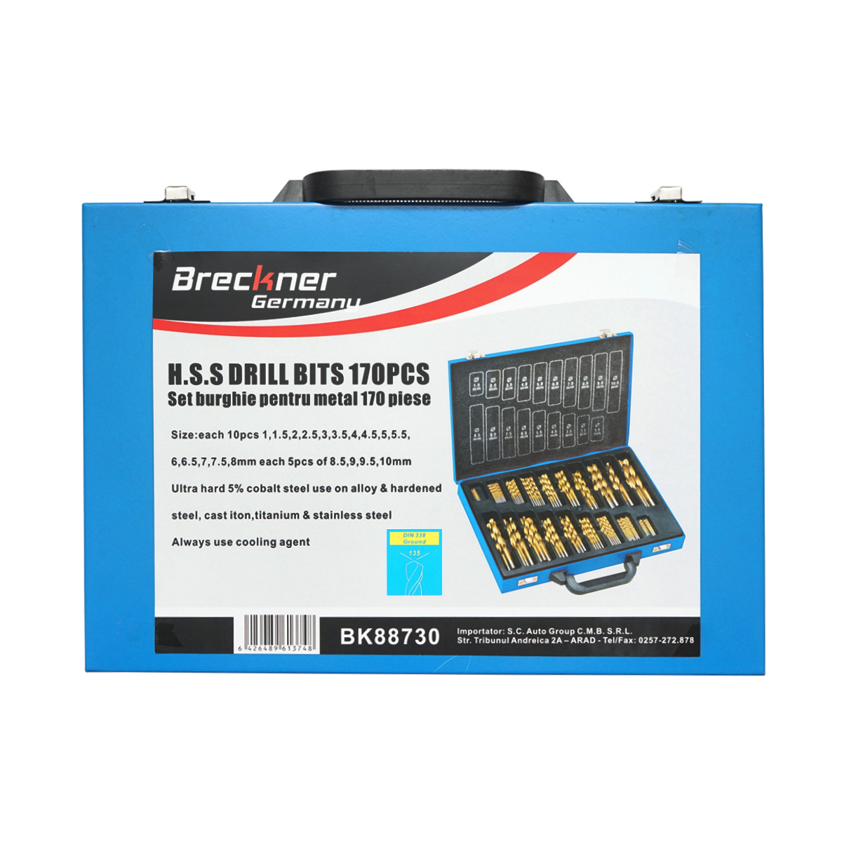 Trusa 170 burghie HSS pentru metal DIN 338 Breckner Germany - imagine 2