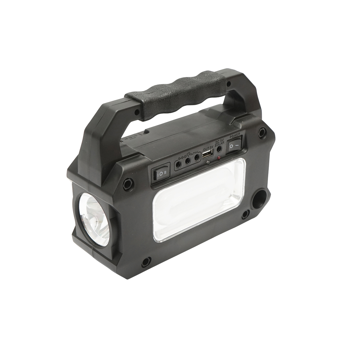 Kit iluminat portabil LED cu 3 becuri/proiector, panou solar radio FM si baterie 4500 mAhH pentru pescuit camping GD-8081FM - imagine 4