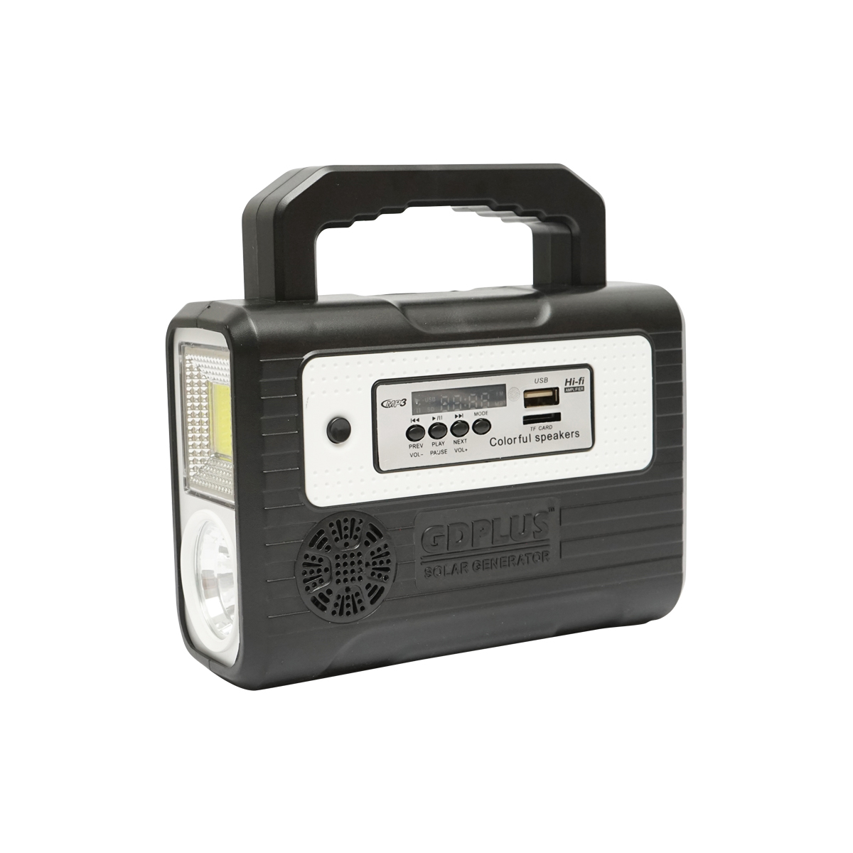 Kit iluminat portabil LED cu 3 becuri/proiector, panou solar radio FM, MP3 si baterie 4500 mAhH pentru pescuit camping GD-8028COB - imagine 2