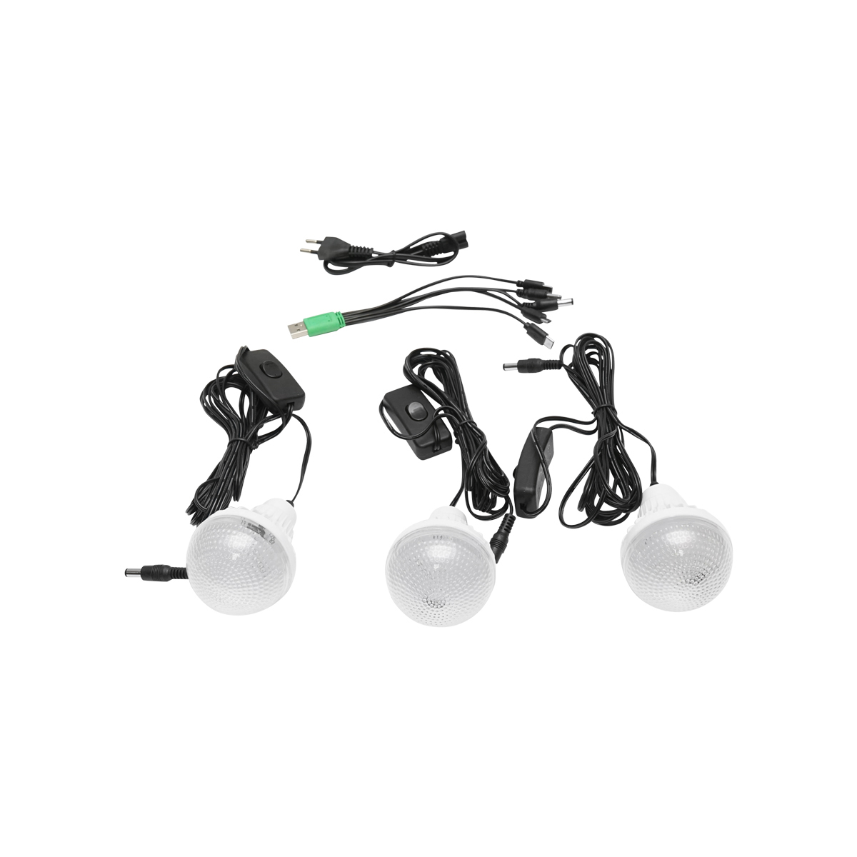 Kit iluminat portabil LED cu 3 becuri/proiector, panou solar si baterie 6V, 4.5Ah pentru pescuit camping GD-8017 - imagine 2