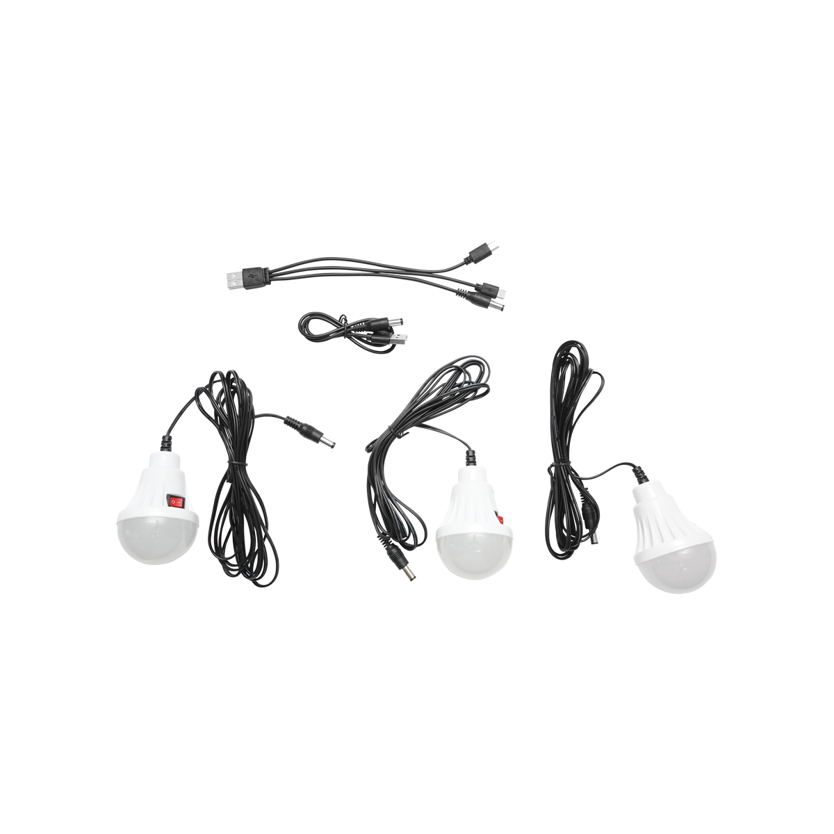 Kit iluminat portabil LED cu 3 becuri/proiector, panou solar si baterie 3.7V, 4500Ah pentru pescuit camping GD-8080 - imagine 5