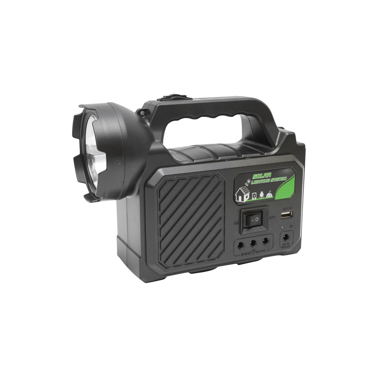 Kit iluminat portabil LED cu 3 becuri/proiector, panou solar si baterie 3.7V, 5500Ah pentru pescuit camping GD-P30 - imagine 4