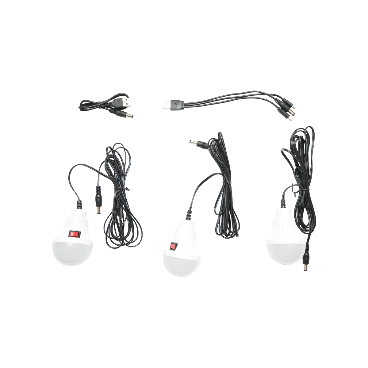 Kit iluminat portabil LED cu 3 becuri/proiector, panou solar si baterie 3.7V, 5500Ah pentru pescuit camping GD-P30 - imagine 7