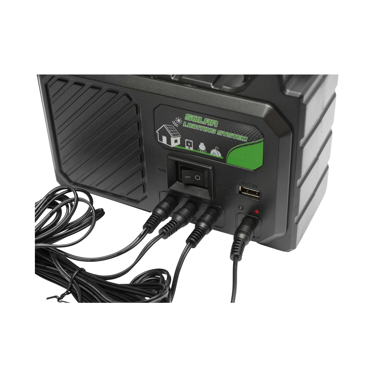 Kit iluminat portabil LED cu 3 becuri/proiector, panou solar si baterie 3.7V, 5500Ah pentru pescuit camping GD-P30 - imagine 2