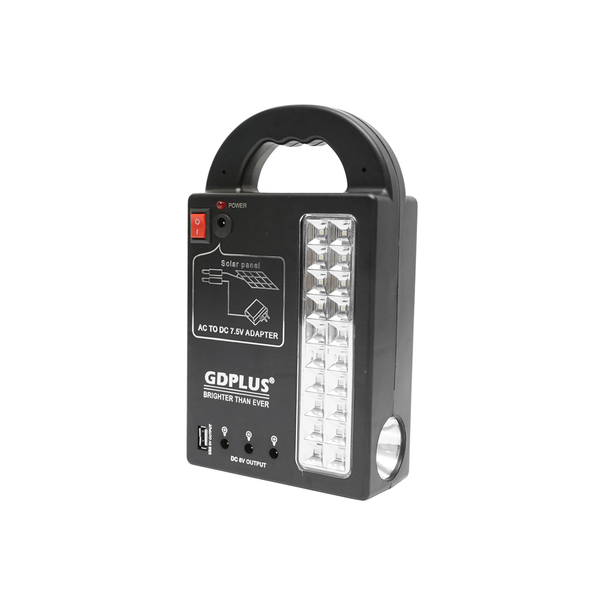 Kit iluminat portabil LED cu 3 becuri/proiector, panou solar si baterie 6V, 3Ah pentru pescuit camping GD-17 - imagine 4