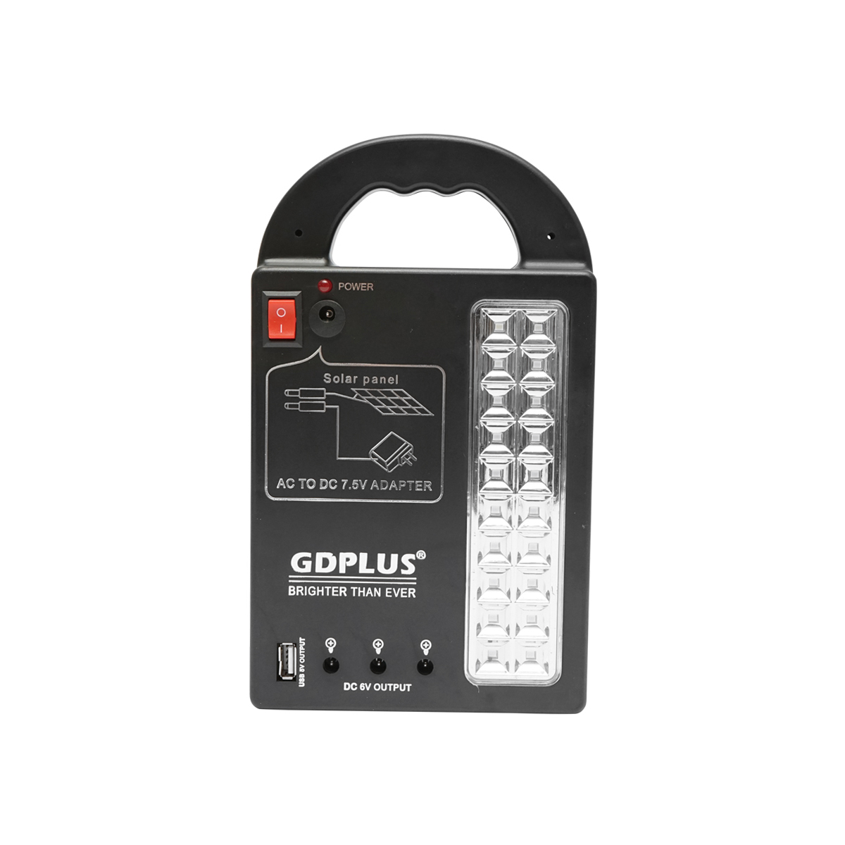 Kit iluminat portabil LED cu 3 becuri/proiector, panou solar si baterie 6V, 3Ah pentru pescuit camping GD-17 - imagine 3