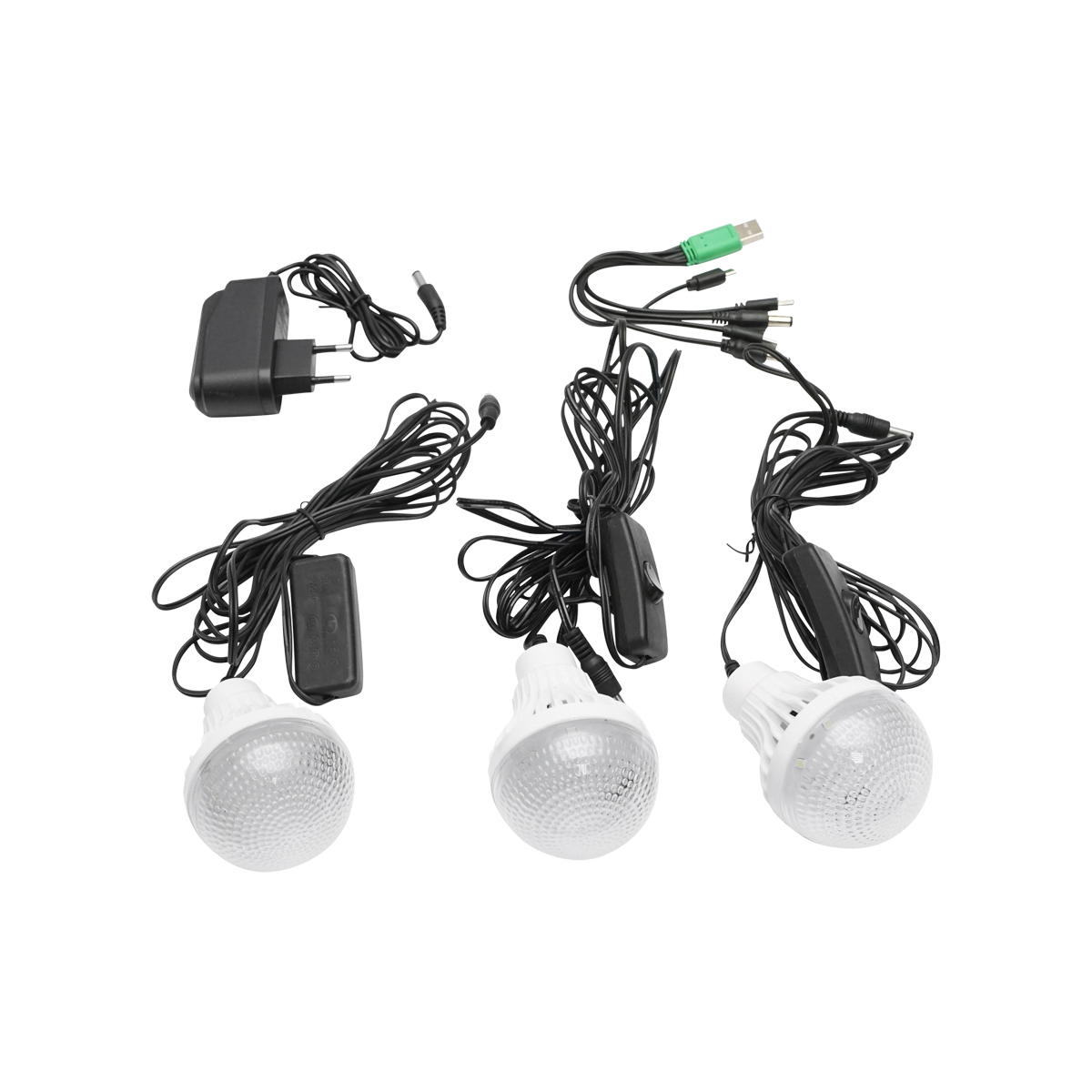 Kit iluminat portabil LED cu 3 becuri/proiector, radio FM panou solar si baterie 6V, 4.5Ah pentru pescuit camping GD-8071 - imagine 6