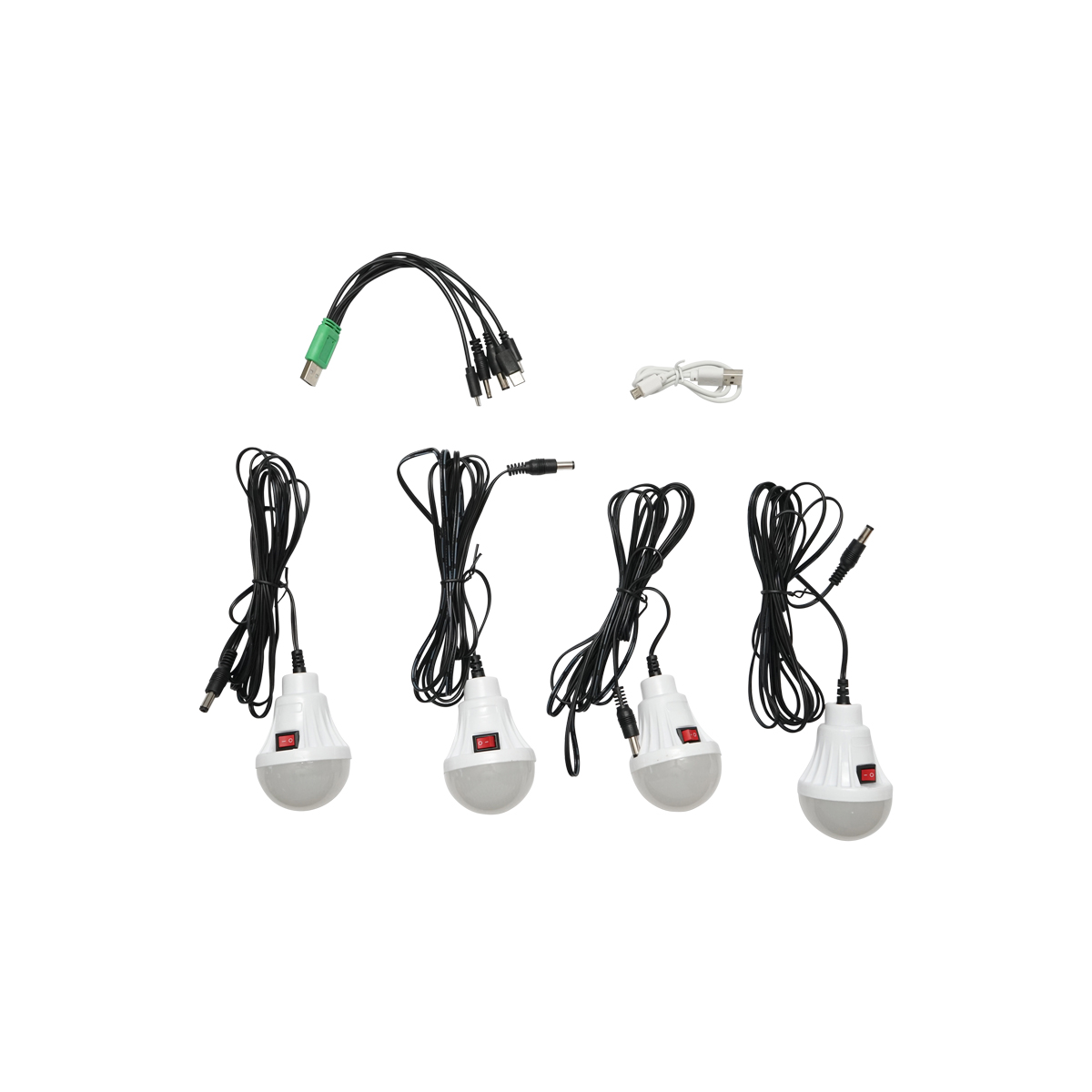 Kit iluminat portabil LED cu 4 becuri/proiector, radio FM panou solar si baterie 3.7V, 10000 mAH pentru pescuit camping GD-8072 - imagine 5