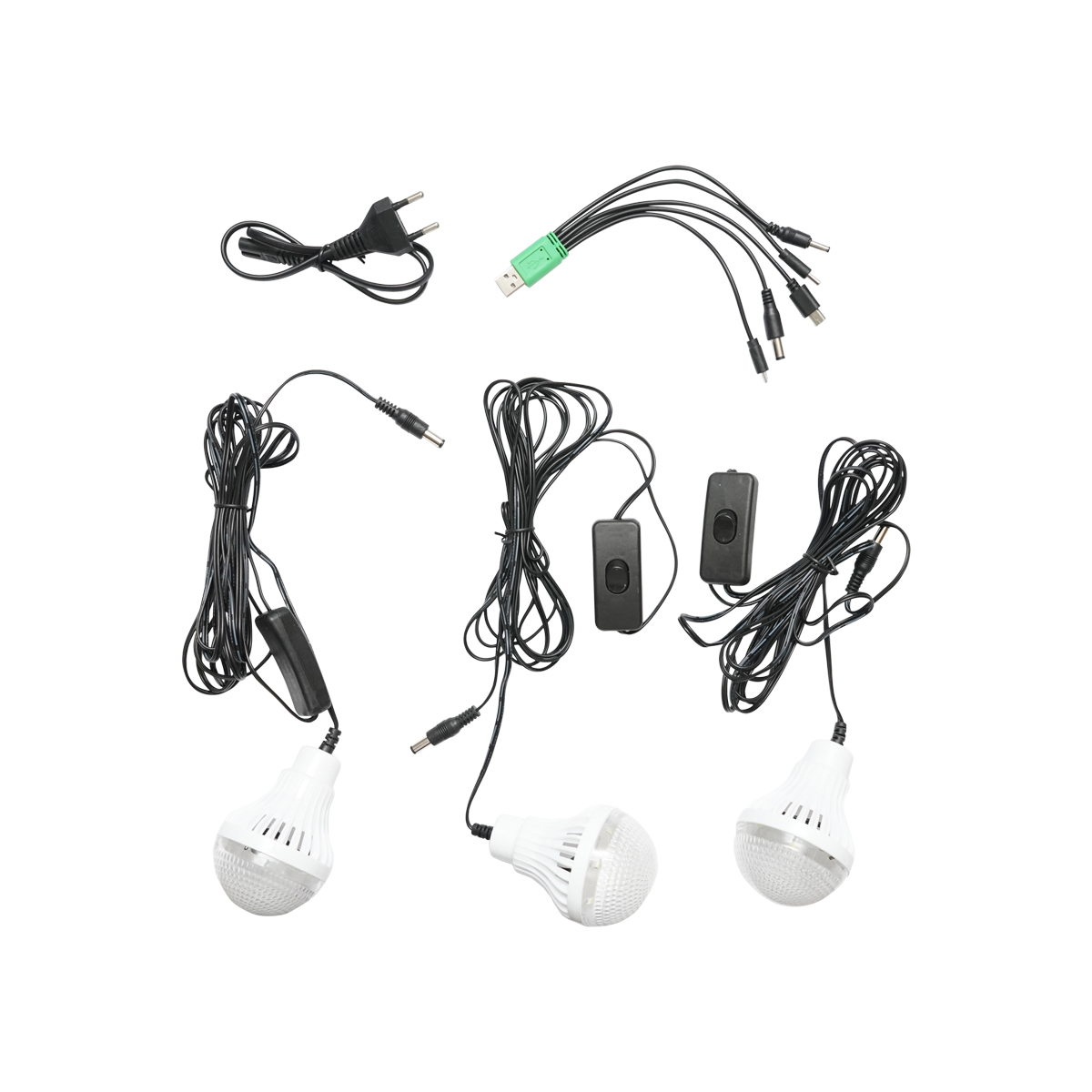 Kit iluminat portabil LED cu 3 becuri/proiector, radio FM panou solar si baterie 6V, 4.5 Ah pentru pescuit camping GD-15 - imagine 5