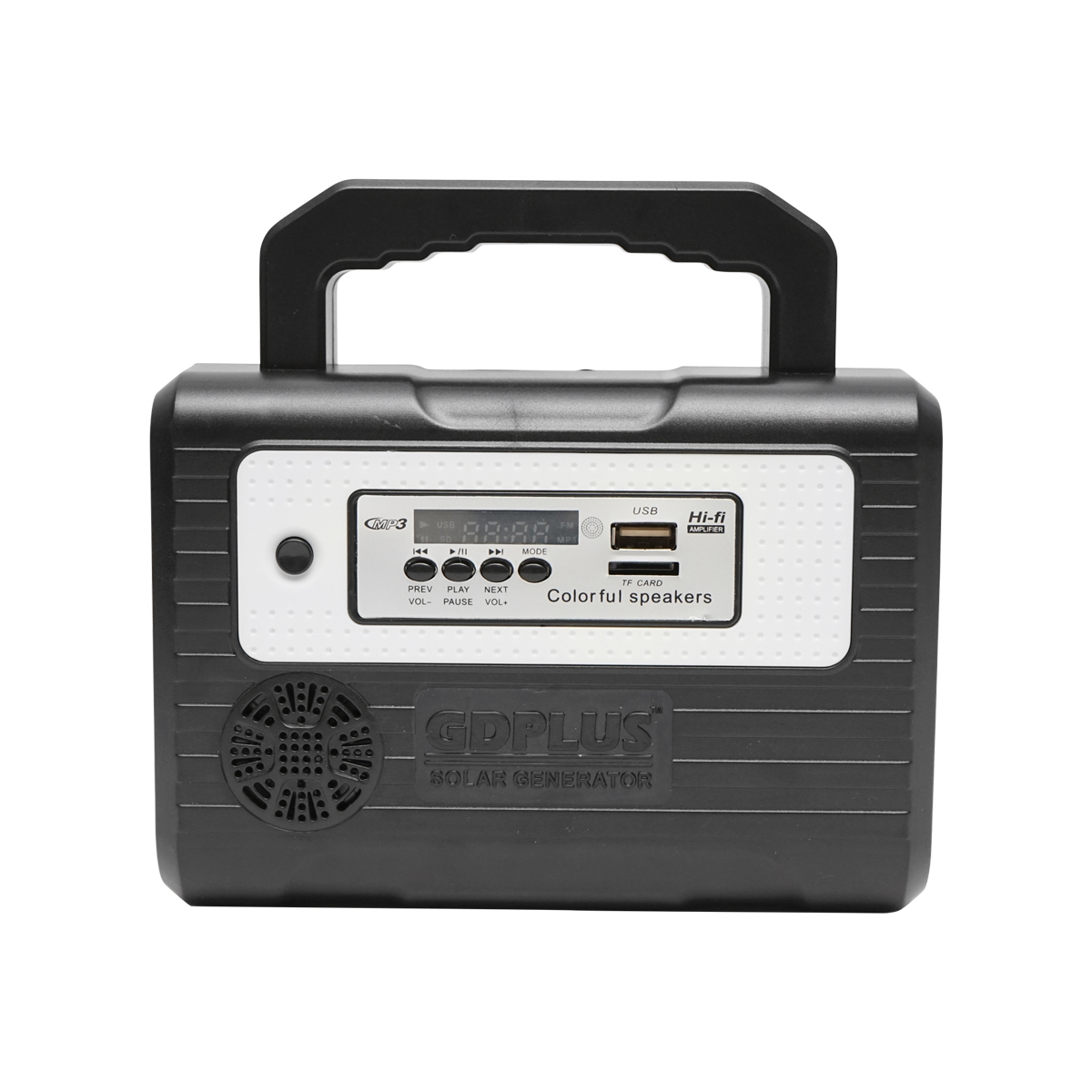 Kit iluminat portabil LED cu 3 becuri/proiector, radio FM, telecomanda panou solar si baterie 6V, 2 Ah pentru pescuit camping GD-8028 - imagine 3