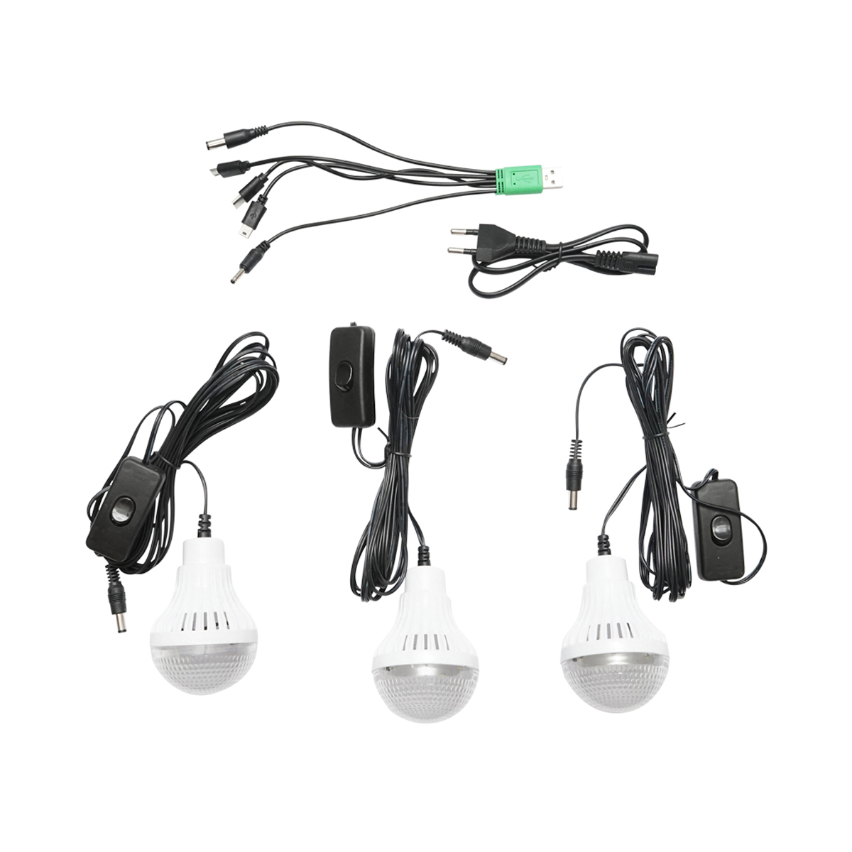 Kit iluminat portabil LED cu 3 becuri/proiector, panou solar si baterie 6V, 4.5 Ah pentru pescuit camping GD-7COB - imagine 5