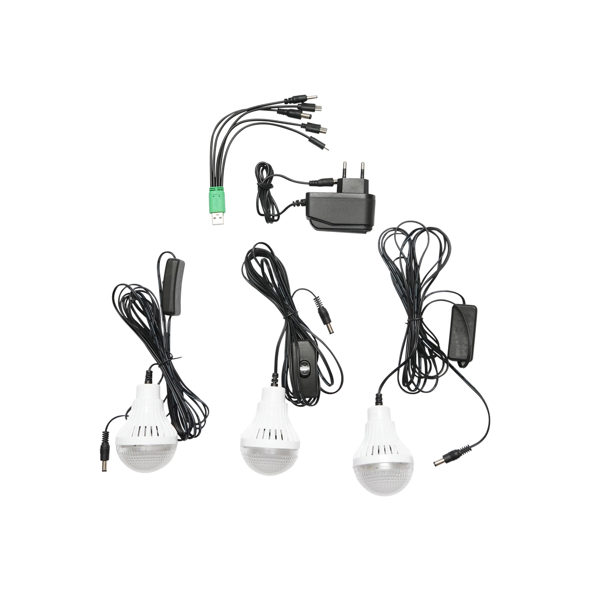 Kit iluminat portabil LED cu 3 becuri/proiector, radio FM, MP3, panou solar si baterie 6V, 4.5 Ah pentru pescuit camping GD-8073 - imagine 5
