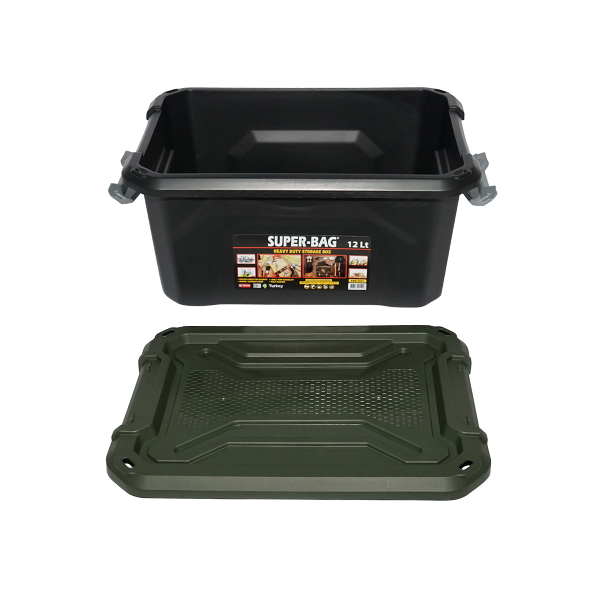 Cutie, lada depozitare heavy duty 12L cu capac, verde 385x295x175mm Breckner Germany - imagine 4