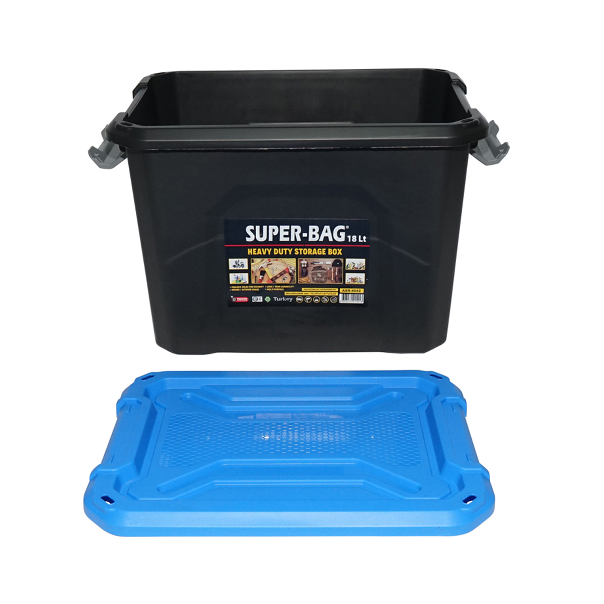 Cutie, lada depozitare heavy duty 18L cu capac, albastra 385x295x260mm Breckner Germany - imagine 4