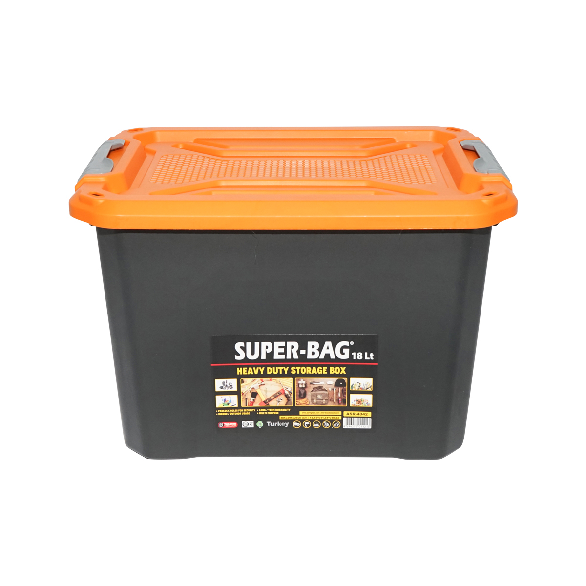 Cutie, lada depozitare heavy duty 18L cu capac, portocalie 385x295x260mm Breckner Germany