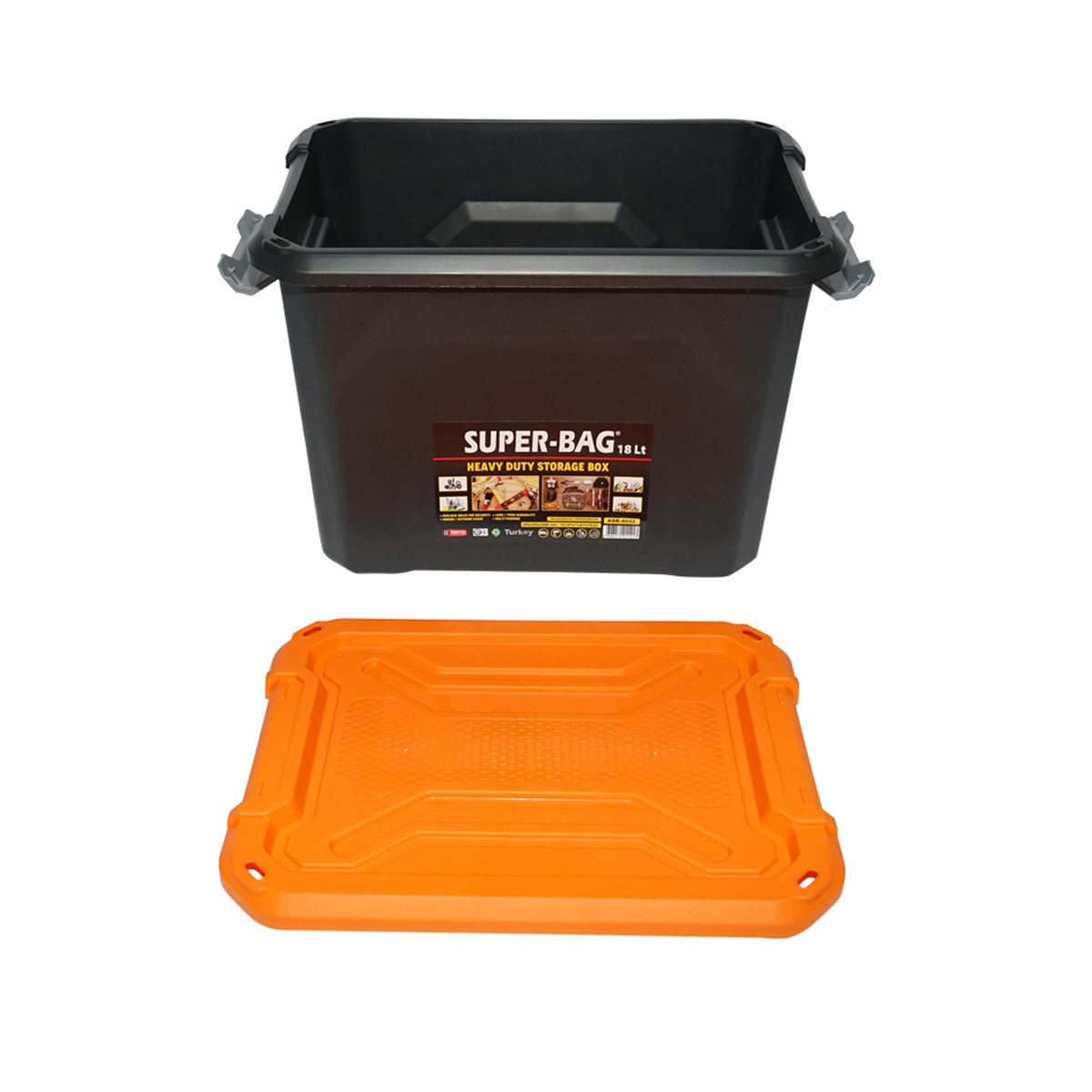 Cutie, lada depozitare heavy duty 18L cu capac, portocalie 385x295x260mm Breckner Germany - imagine 4