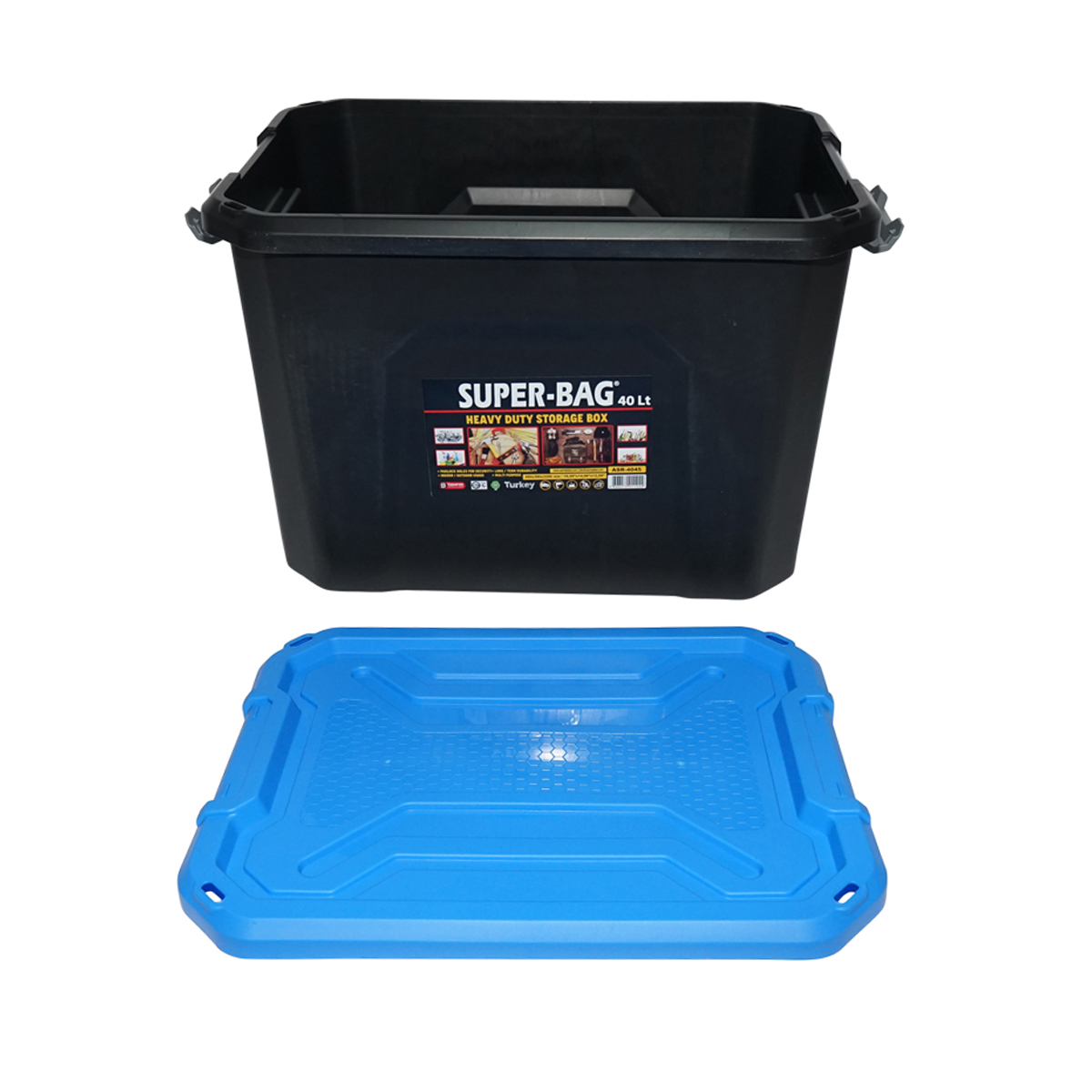 Cutie, lada depozitare heavy duty 40L cu capac, albastra 490x380x200mm Breckner Germany - imagine 4