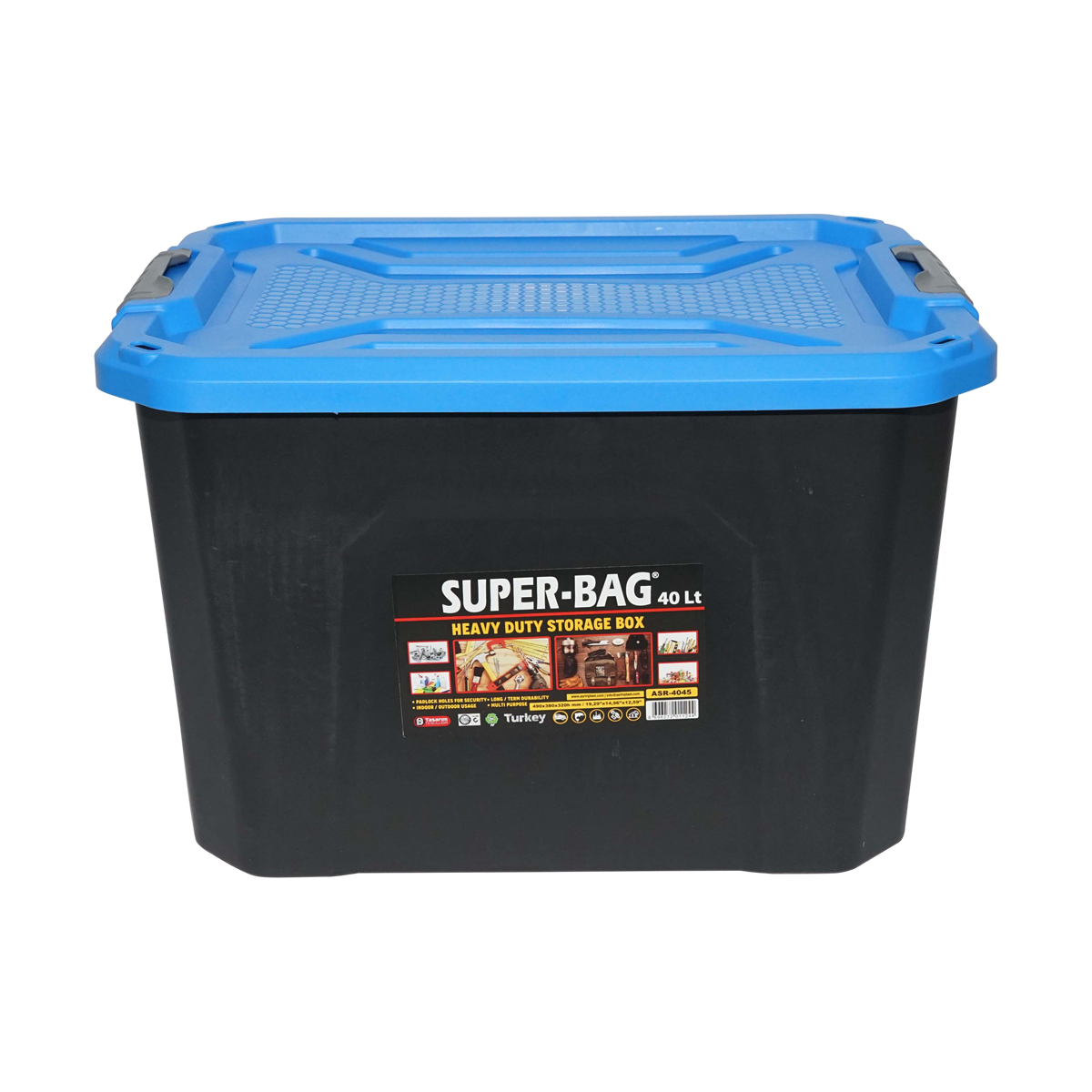 Cutie, lada depozitare heavy duty 40L cu capac, albastra 490x380x200mm Breckner Germany