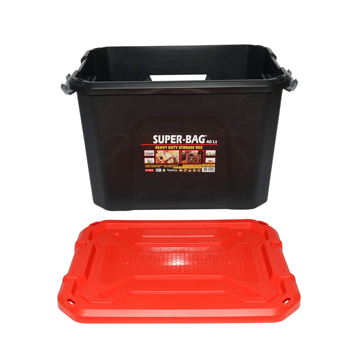 Cutie, lada depozitare heavy duty 40L cu capac, rosie 490x380x200mm Breckner Germany - imagine 4